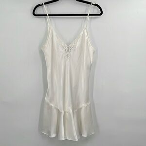 Vintage Intimate Affair White Satin Slip
